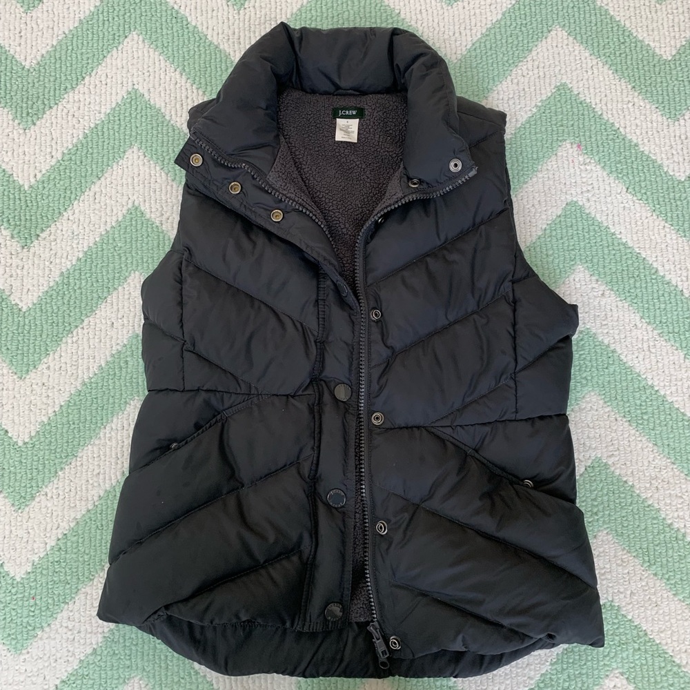 J. Crew fleeced line down black vest